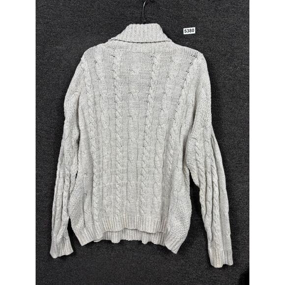 VTG Hunt Club Turtleneck Sweater Womens Size 18W Gray Beige Chunky Cable Knit - Picture 2 of 6